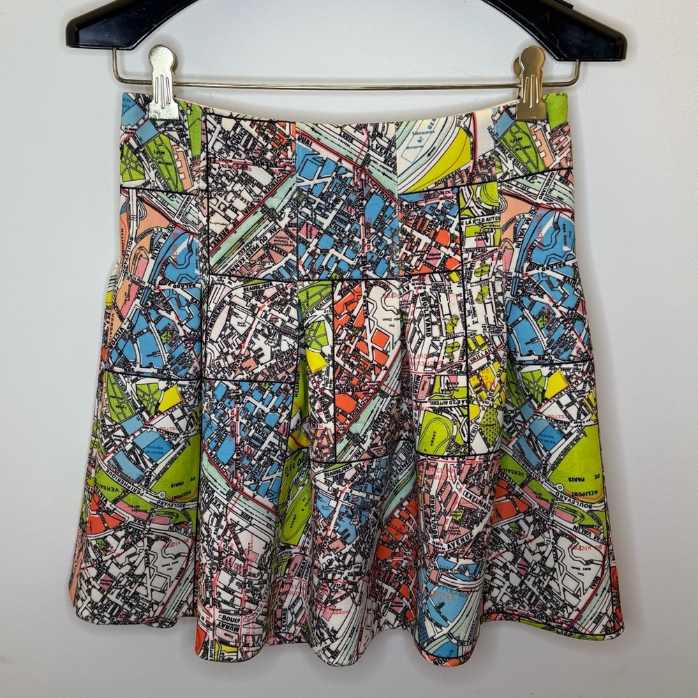 Anthropology Maeve Neoprene Paris Map Print Mini Skirt